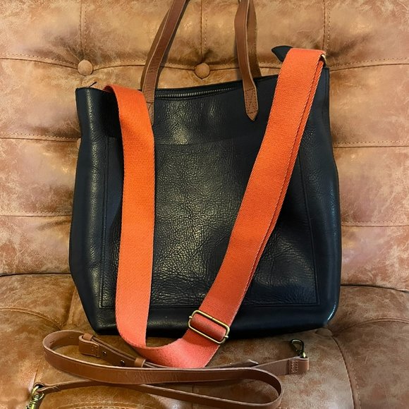 Madewell  Zip-Top Medium Transport Tote with Leather & Canvas Strap - Picture 1 of 3